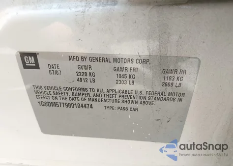 2008 Cadillac Cts Standard z USA, uszkodzony, nr VIN 1G6DM577980104474